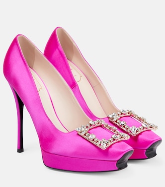 Flower Strass satin platform pumps | Roger Vivier