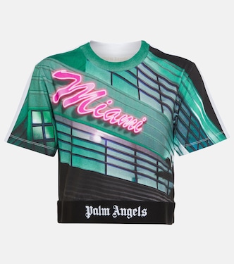 Printed cropped cotton T-shirt | Palm Angels