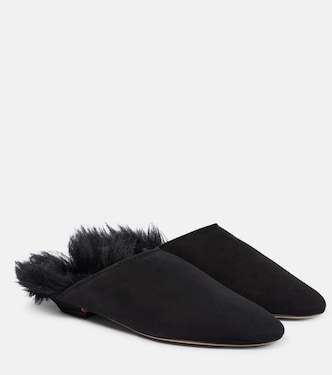 Mules Otto in suede con shearling | Khaite