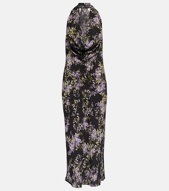 Floral cowlneck georgette midi dress | Norma Kamali