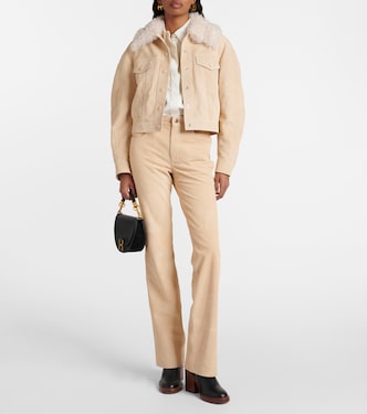 Mid-rise suede straight pants | Chloé