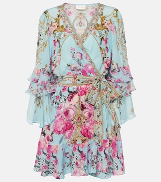 Embellished floral silk crêpe wrap dress | Camilla