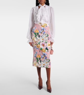Falda tubo de mezcla de seda floral | Dolce&Gabbana