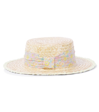 Bow-detail floral straw hat | Patachou