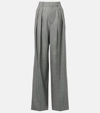 High-rise wool twill wide-leg pants | Saint Laurent