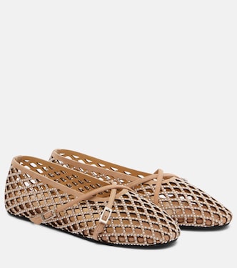 Sparkle Mesh embellished suede ballet flats | Mach & Mach