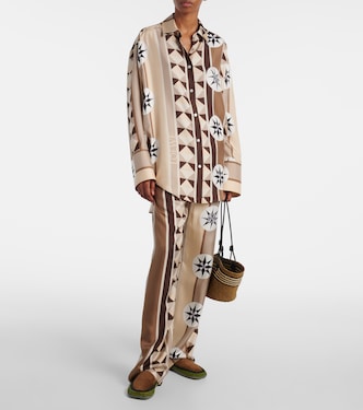 Paula's Ibiza - Pantaloni a gamba larga in raso di seta | Loewe