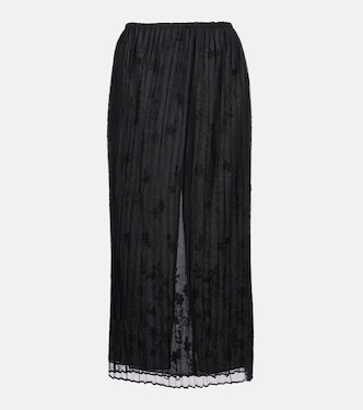 Embroidered plissé tulle midi skirt  | Toteme