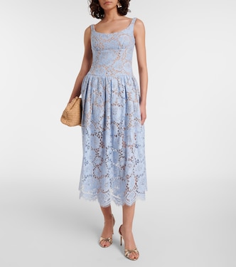 Gathered lace midi dress | Self-Portrait