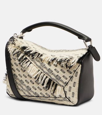 Bolso al hombro Puzzle Small de piel con flecos | Loewe