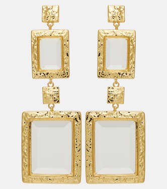 Embellished gold-plated drop earrings | Rebecca Vallance
