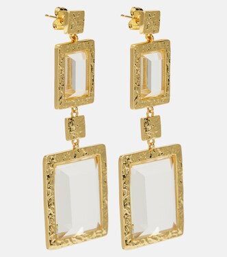 Embellished gold-plated drop earrings | Rebecca Vallance