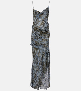 Snake-print draped silk maxi dress | Christopher Esber