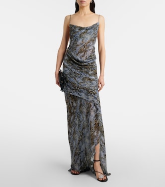Snake-print draped silk maxi dress | Christopher Esber