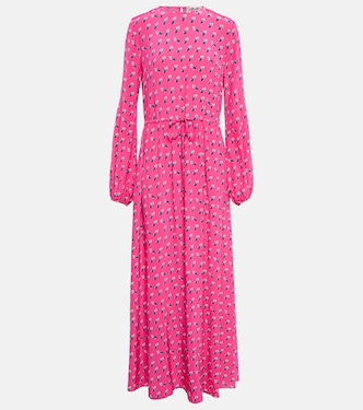 DVF ワンピース Avery floral cotton-blend maxi dress952493 Avery floral cotton-blend maxi dress in red - Diane Von