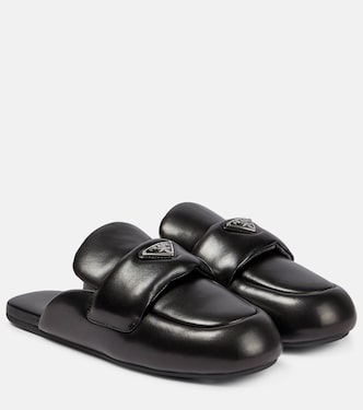 Padded leather slippers | Prada