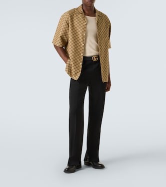 Camicia in misto lino jacquard GG | Gucci