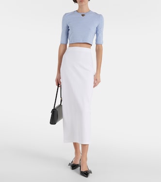 Top cropped in misto cotone con logo | Prada