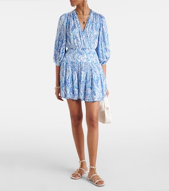 Colleen printed shirred minidress | Poupette St Barth