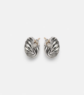 Sculpted Cable sterling silver hoop earrings | David Yurman