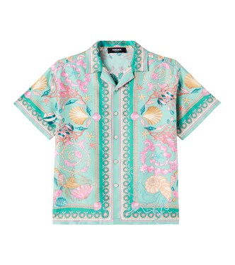 Underwater Barocco 실크 트윌 셔츠 | Versace Kids
