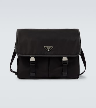 Re-Nylon leather-trimmed messenger bag | Prada