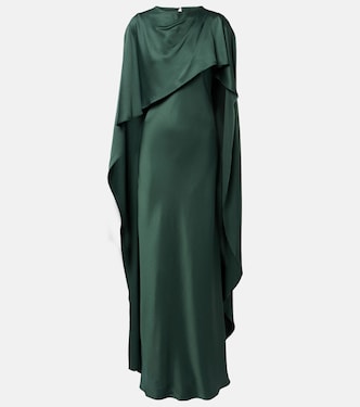 Vestido de fiesta Izel de satén con capa | Simkhai