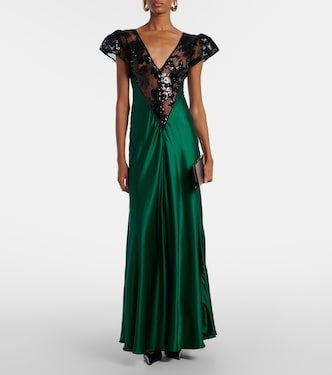 Sequined lace-trimmed silk gown | Rodarte