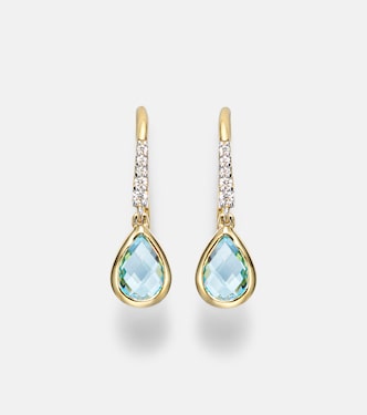 14kt gold (585/1000) earrings with topaz and diamonds | Mateo