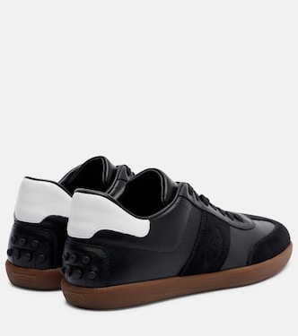 Suede-trimmed leather sneakers | Tod's