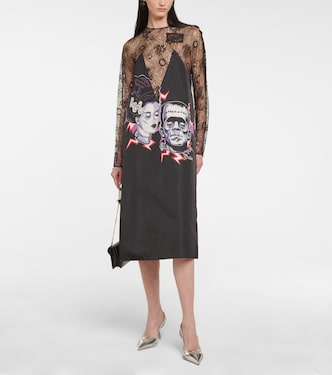 Vestido midi de encaje estampado | Prada