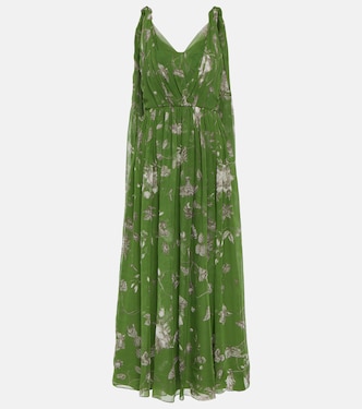Robe longue en soie à fleurs | Erdem