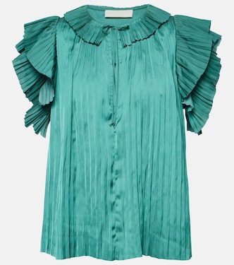 Elli pleated ruffled satin blouse  | Ulla Johnson