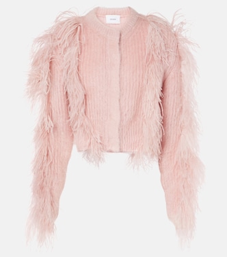 Cardigan in misto mohair con piume | Erdem