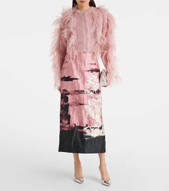 Cardigan in misto mohair con piume | Erdem