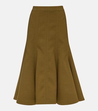 Falda midi de crepé de lana | Bottega Veneta