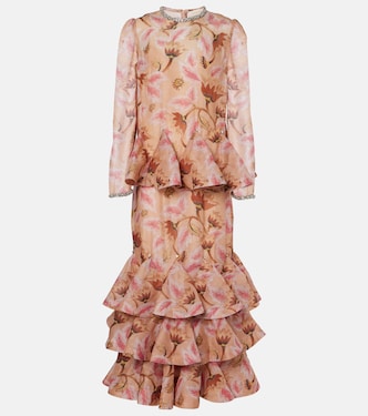 Maxikleid Tiered aus Leinen und Seide | Zimmermann