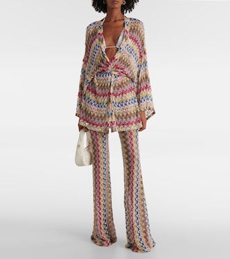 Pantalones flared metalizados de croché | Missoni