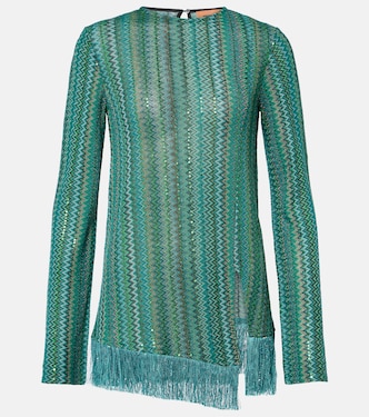 Zigzag fringed lamé top | Missoni
