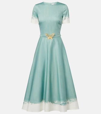 Embellished cotton-blend poplin midi dress | Oscar de la Renta