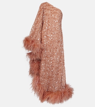 Robe longue Ubud à sequins et plumes | Taller Marmo