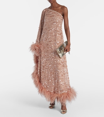 Ubud feather-trimmed sequined gown | Taller Marmo