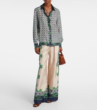 Printed silk twill palazzo pants  | La DoubleJ