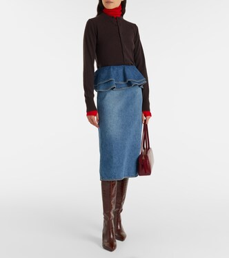 Peplum denim midi skirt | Plan C