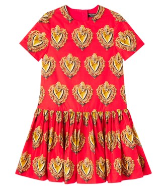 Printed cotton poplin dress | Dolce&Gabbana Kids