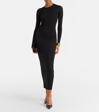 Semi-sheer jersey midi dress | Wardrobe.NYC