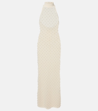 Crochet embellished turtleneck gown | David Koma