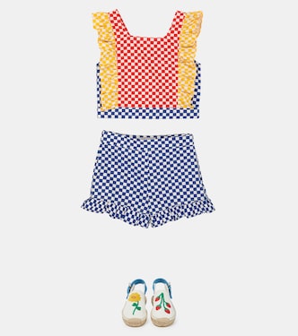 Ruffle-trimmed checked cotton top | Stella McCartney Kids