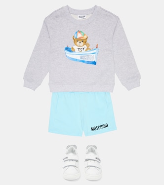 Shorts en mezcla de algodón con logo | Moschino Kids