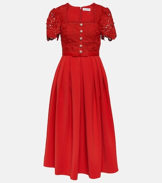 Lace crêpe midi dress | Self-Portrait